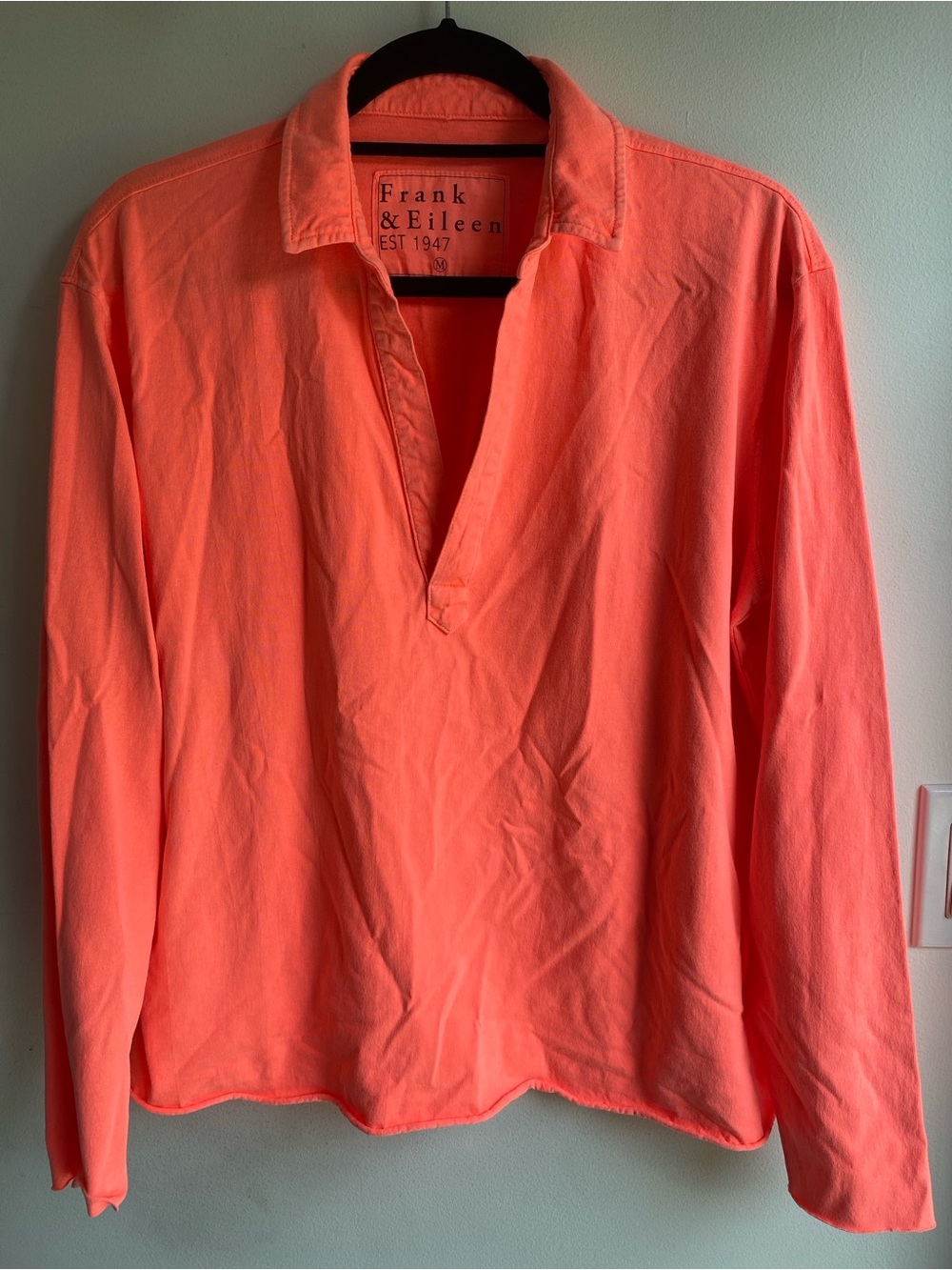 Frank & Eileen Hot Bright Orange - Neck Pullover Top Cotton Med